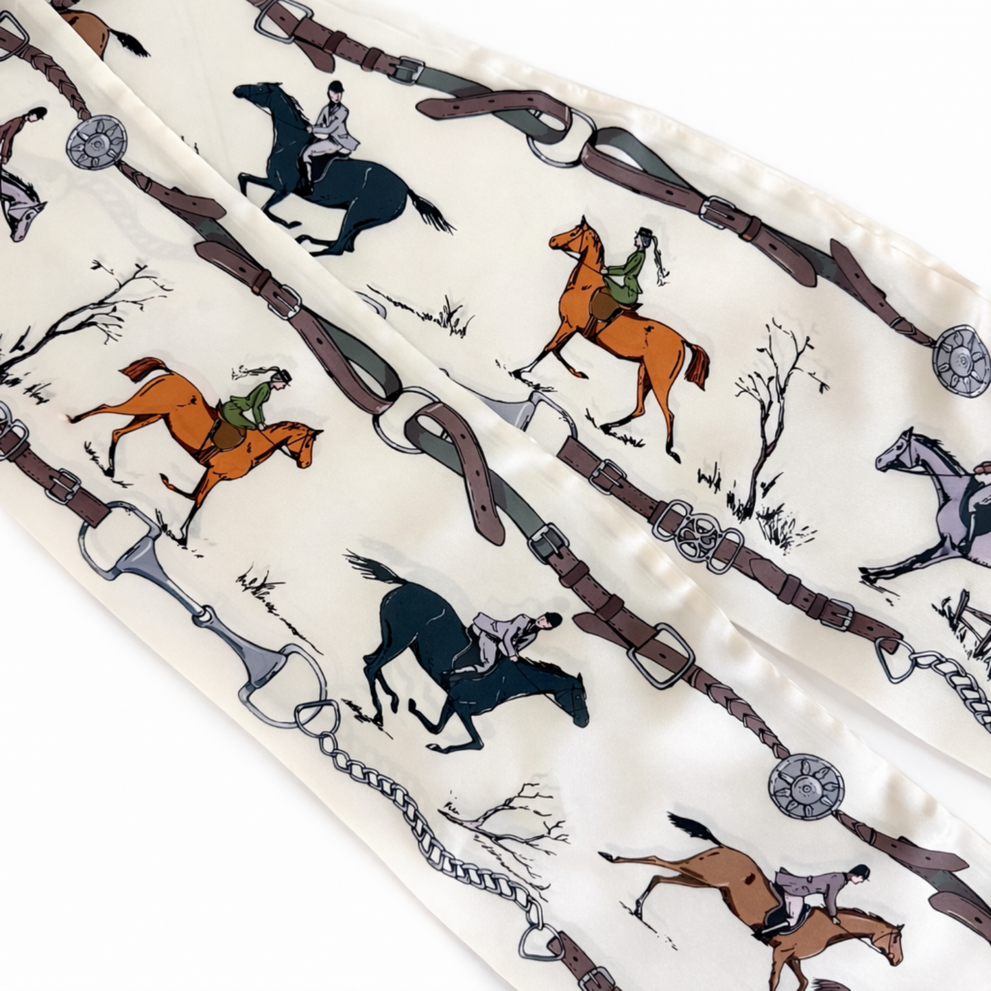 Ellison+Young - Heritage Equestrian Jumbo Twilly Scarf – Horse & Bridle Print