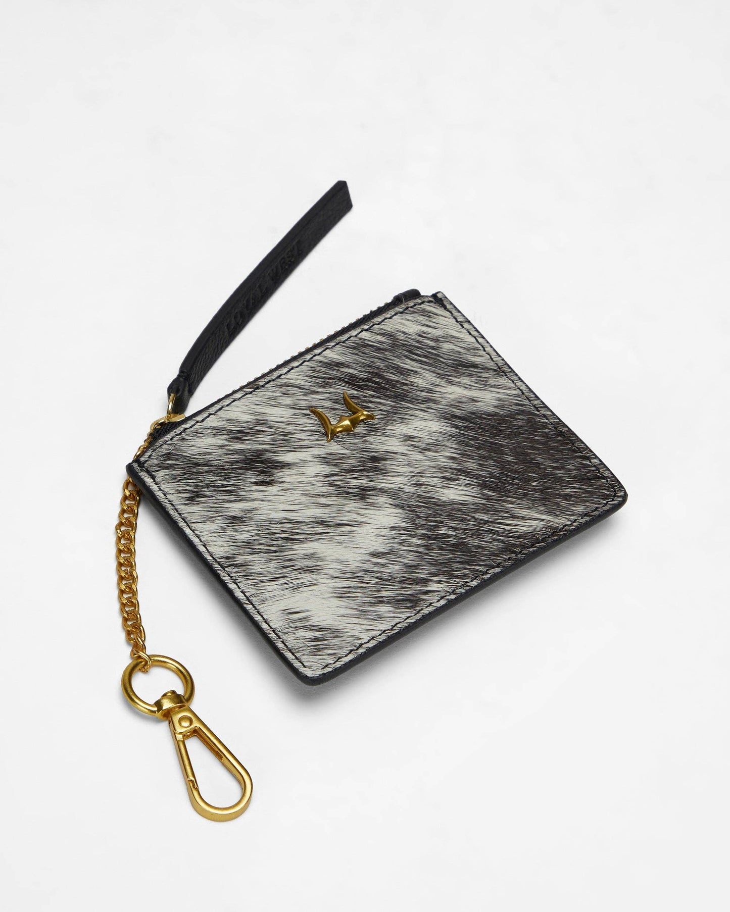 Loyal West - Sophia Credit Card Holder In Black & White Cowhide