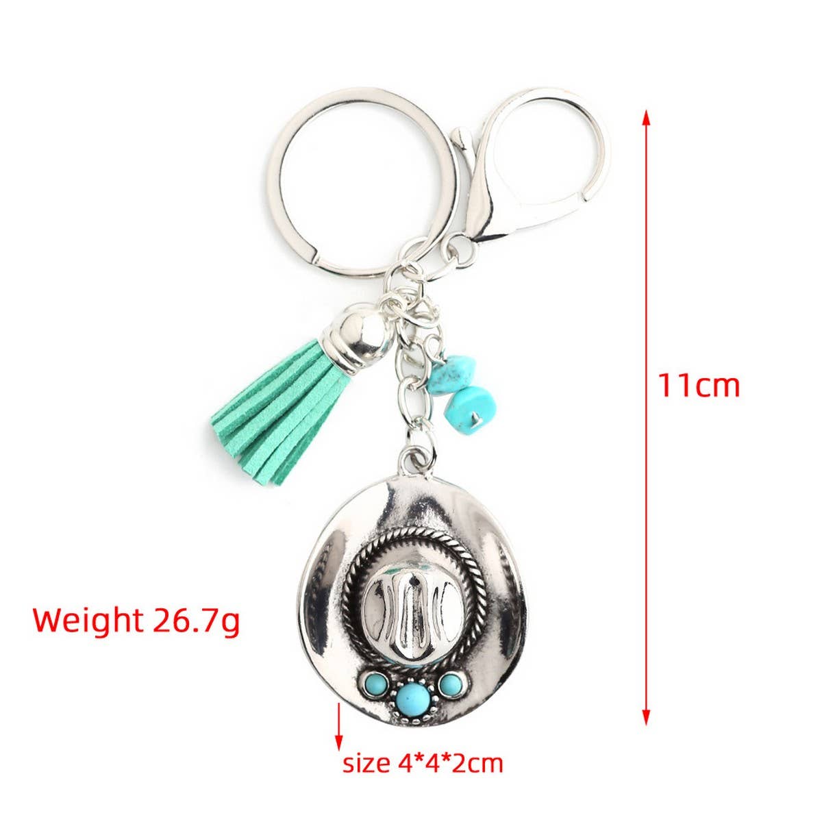 ACCITY - Boho Cowboy Hat Keychain with Vintage Western Charm_CWAB5083 - BLUE / (OS) 1