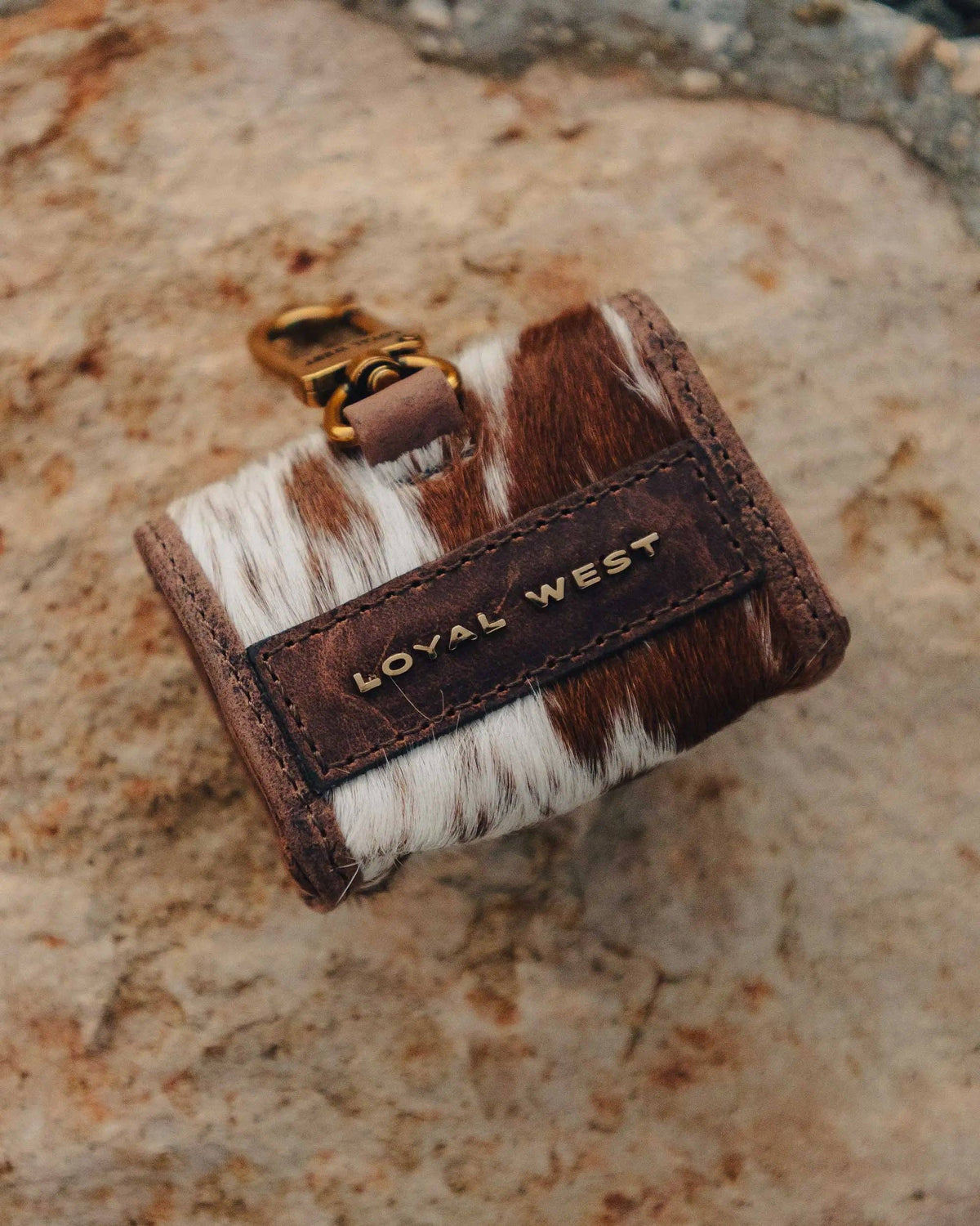 Loyal West - Gloriana Clip On Bag Charm - Brown & White Cowhide