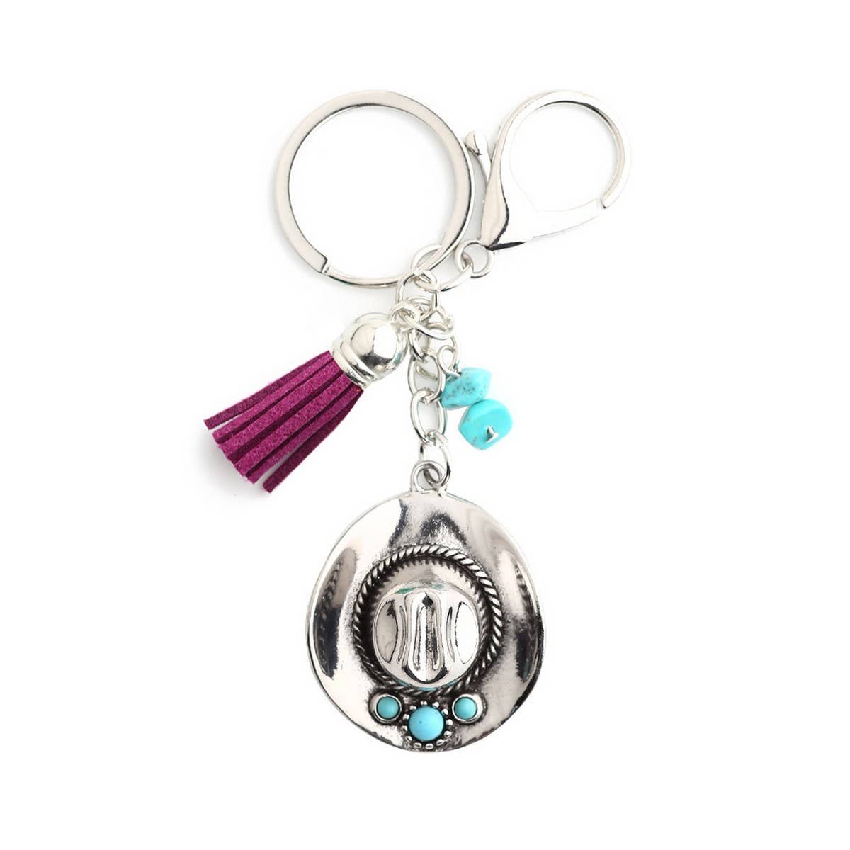 ACCITY - Boho Cowboy Hat Keychain with Vintage Western Charm_CWAB5083 - BLUE / (OS) 1