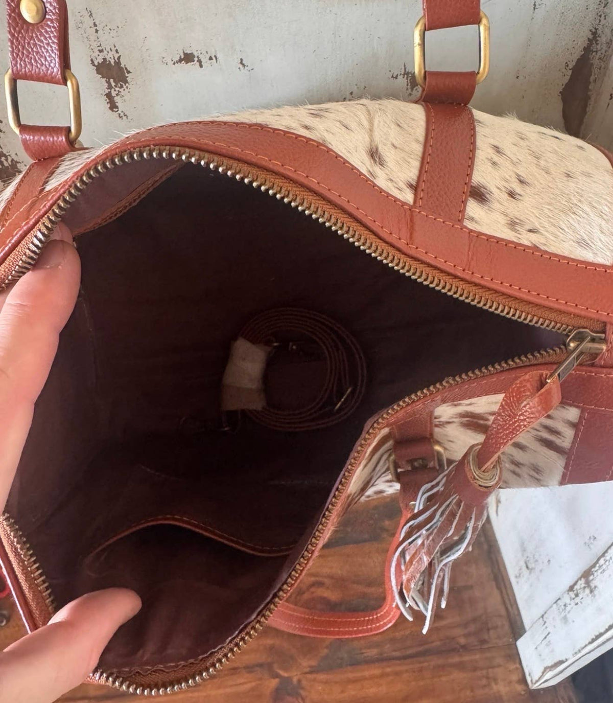 Cowhide smaller duffle/ Speedy bag!
