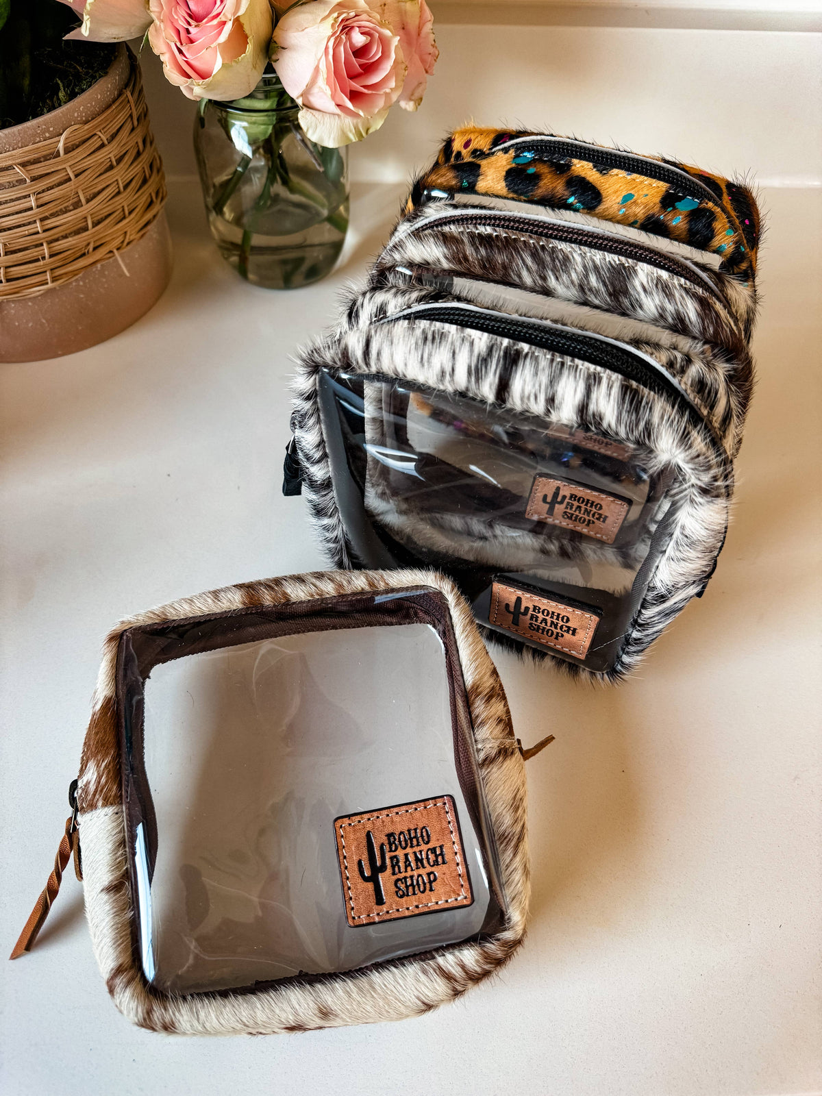 Boho Ranch Shop - Toiletry Makeup Travel Bag - PINK + SILVER SPECS