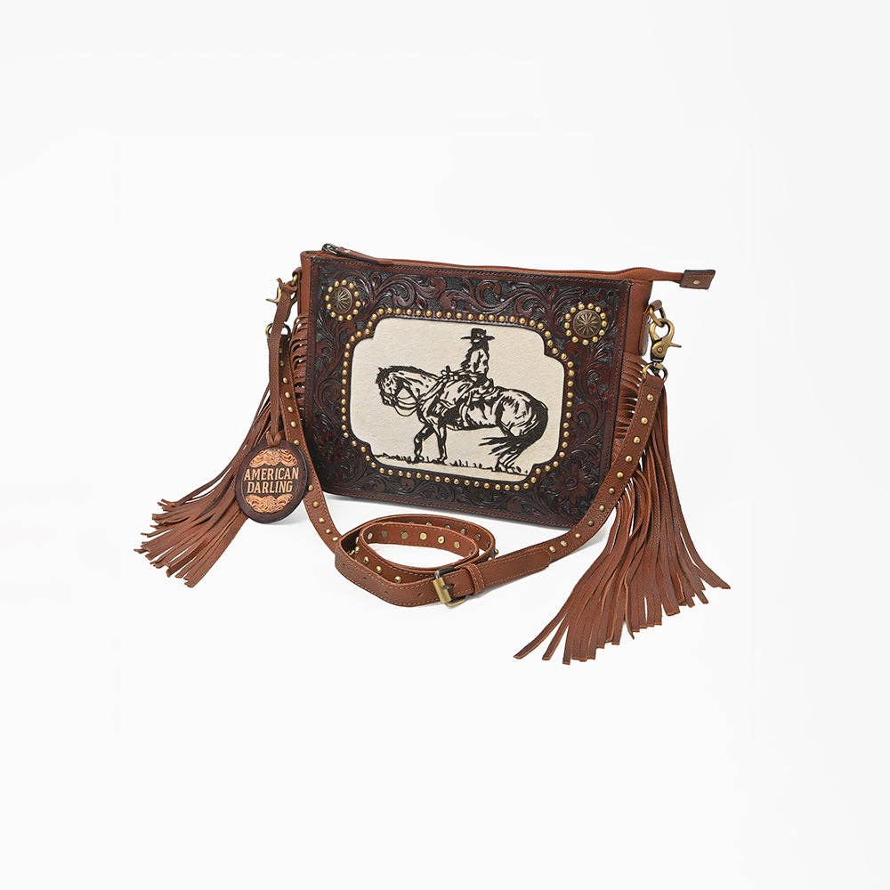 American Darling Crossbody Hand Tooled Genuine Leather Women Bag - ADBGA1029