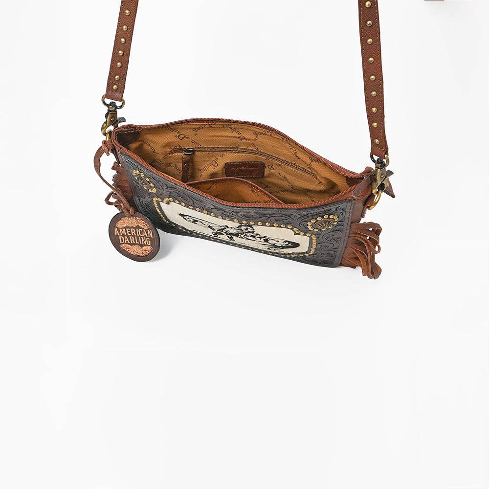 American Darling Crossbody Hand Tooled Genuine Leather Women Bag - ADBGA1029