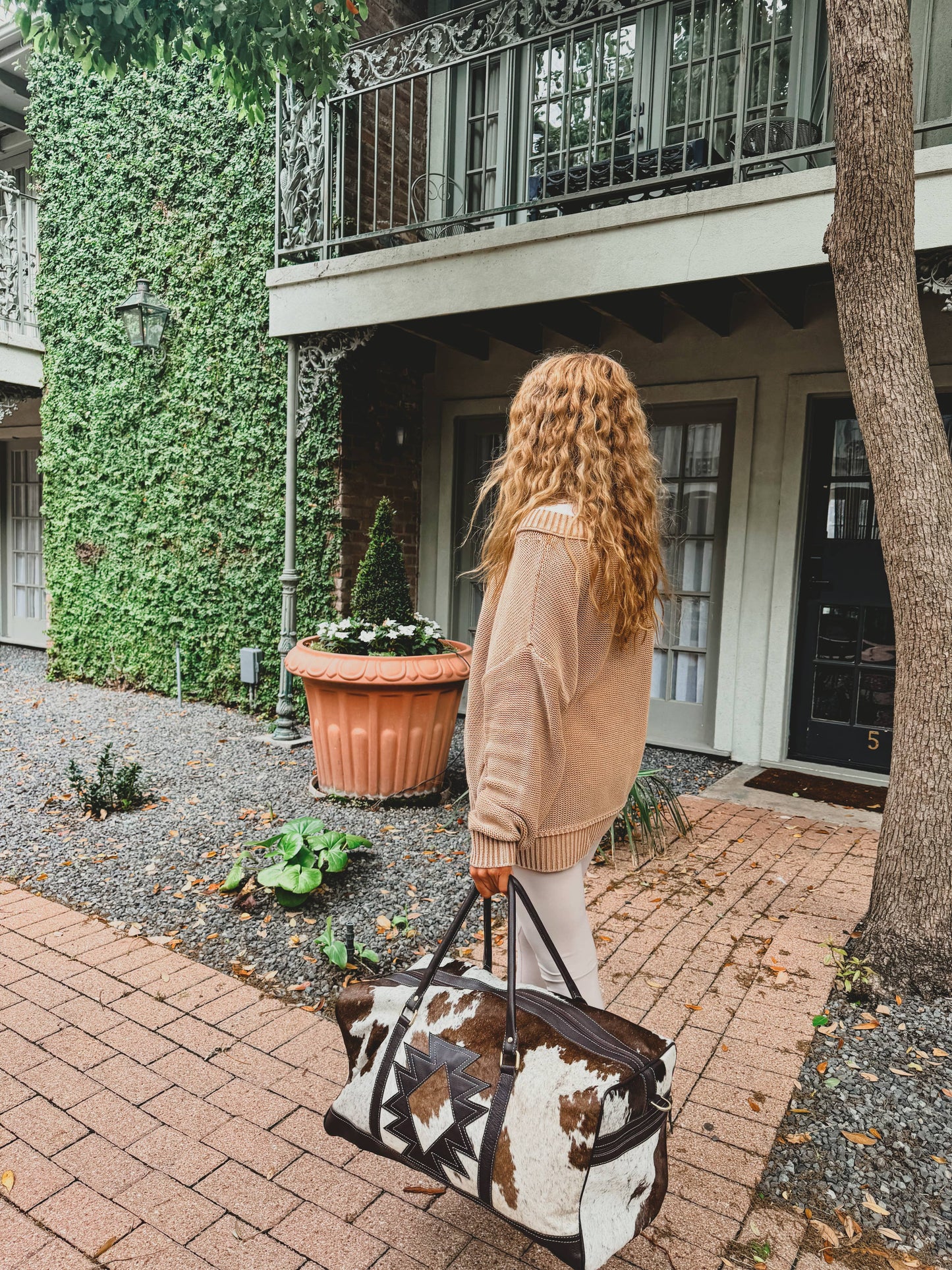Boho Ranch Shop - AZTEC TRAVEL DUFFLE leather hair on cowhide travel bag