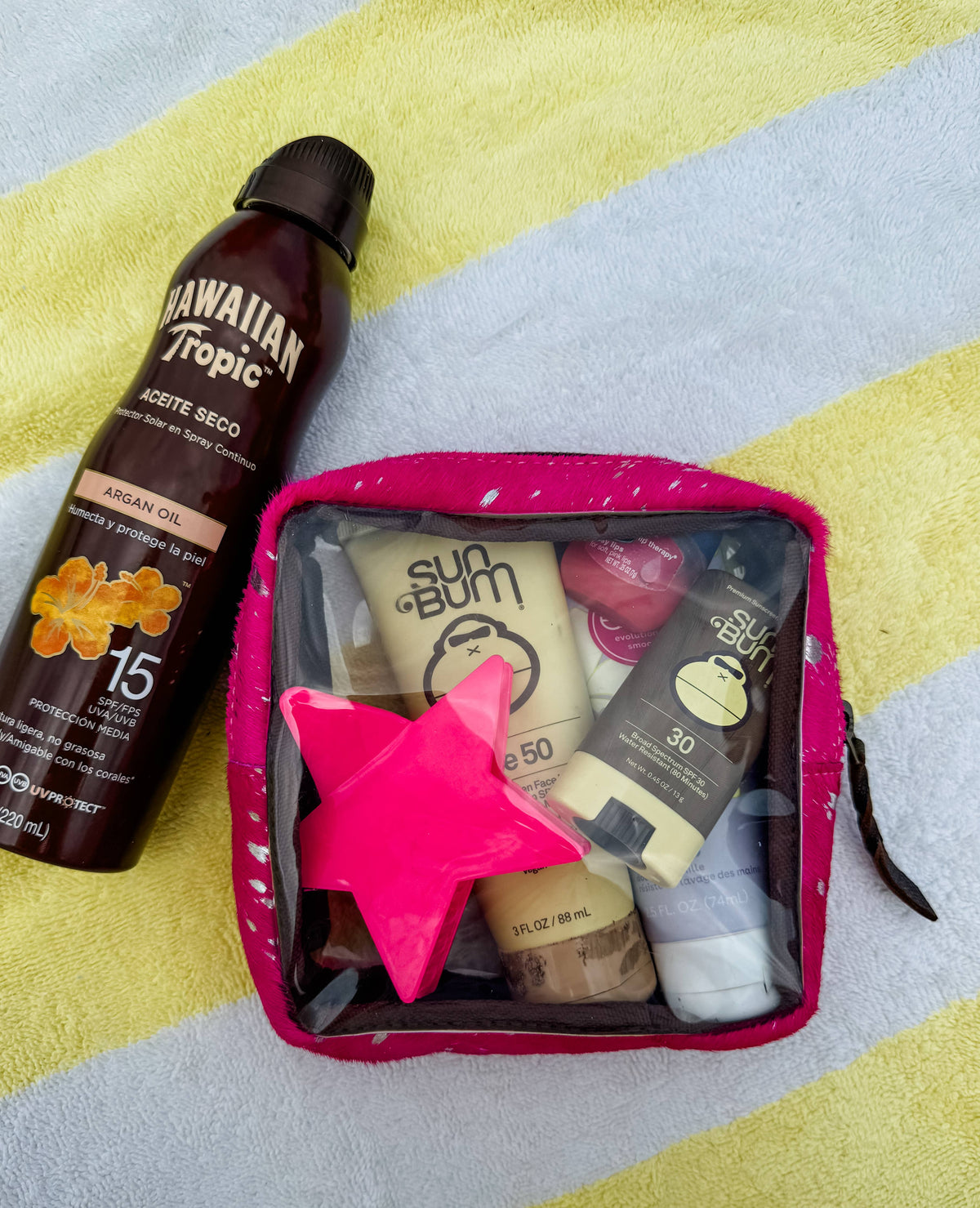 Boho Ranch Shop - Toiletry Makeup Travel Bag - PINK + SILVER SPECS
