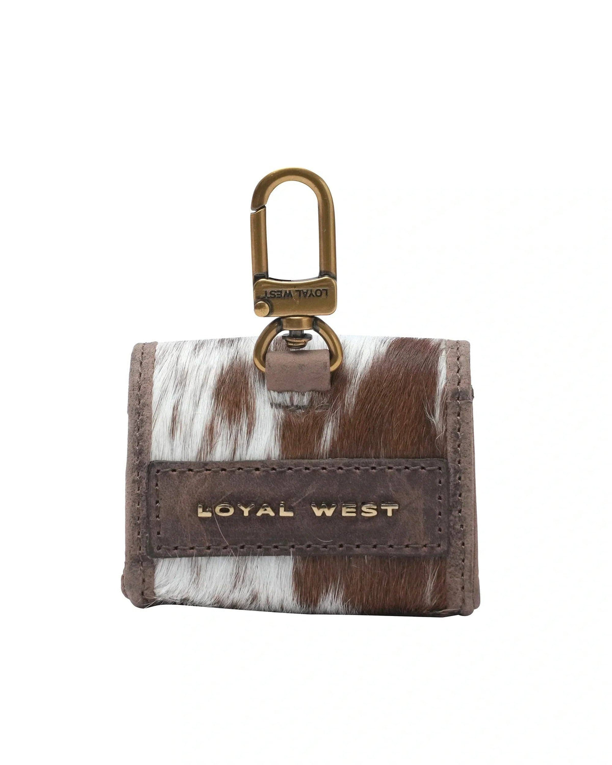 Loyal West - Gloriana Clip On Bag Charm - Brown & White Cowhide