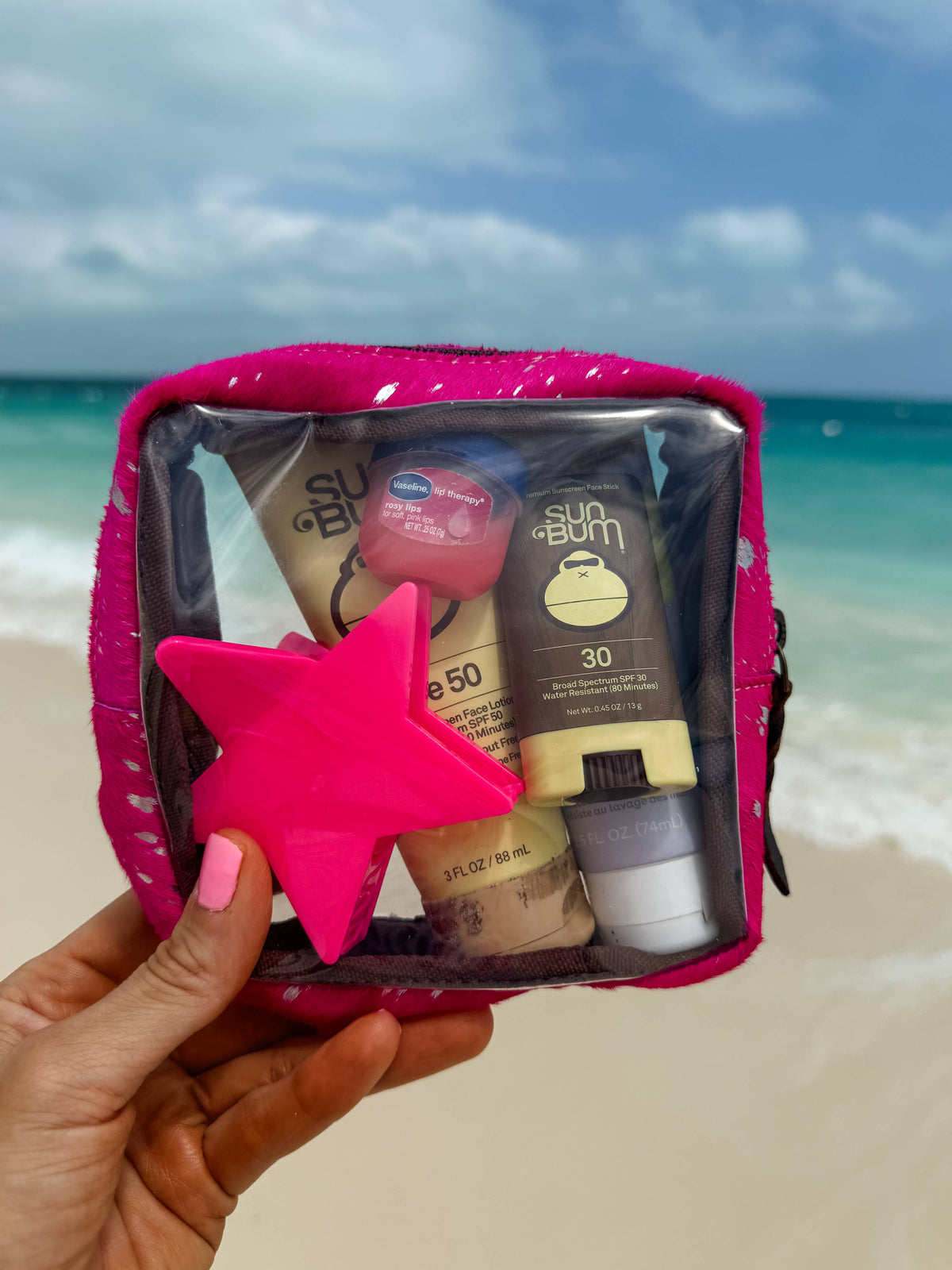 Boho Ranch Shop - Toiletry Makeup Travel Bag - PINK + SILVER SPECS
