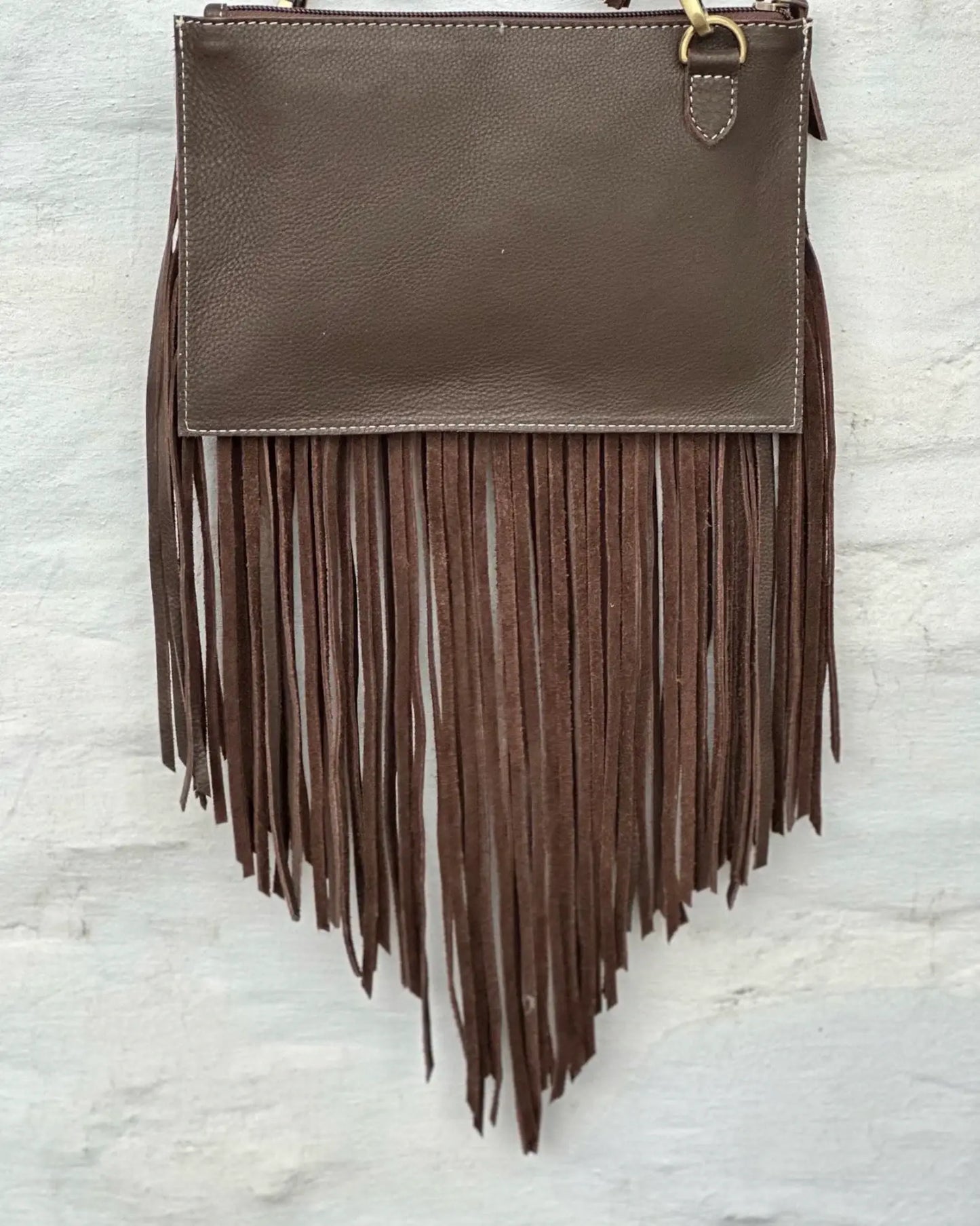 Boho Ranch Shop - THE JESSE CROSSBODY cowhide fringe tassel purse bag - BLACK LEATHER