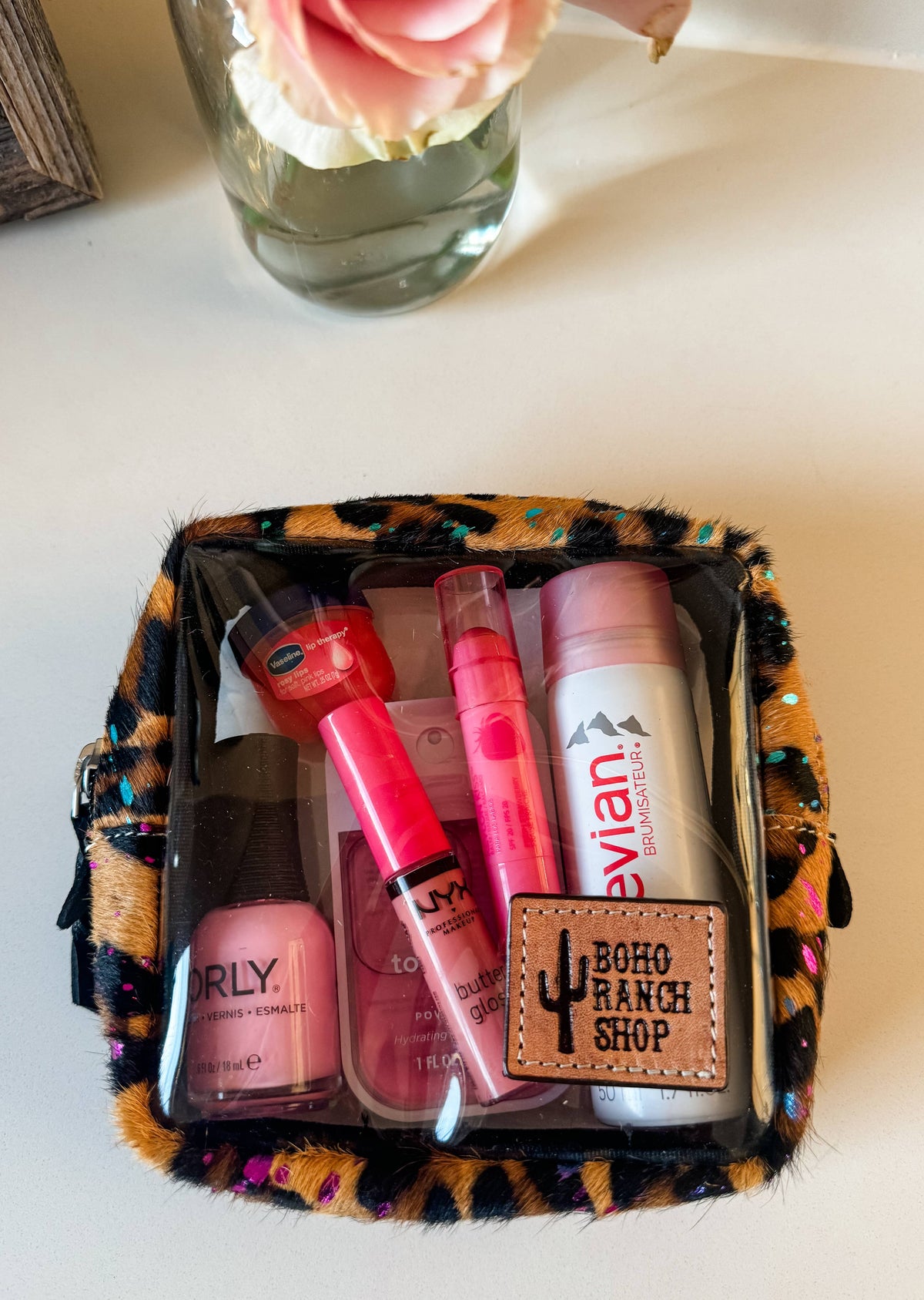 Boho Ranch Shop - Toiletry Makeup Travel Bag - PINK + SILVER SPECS