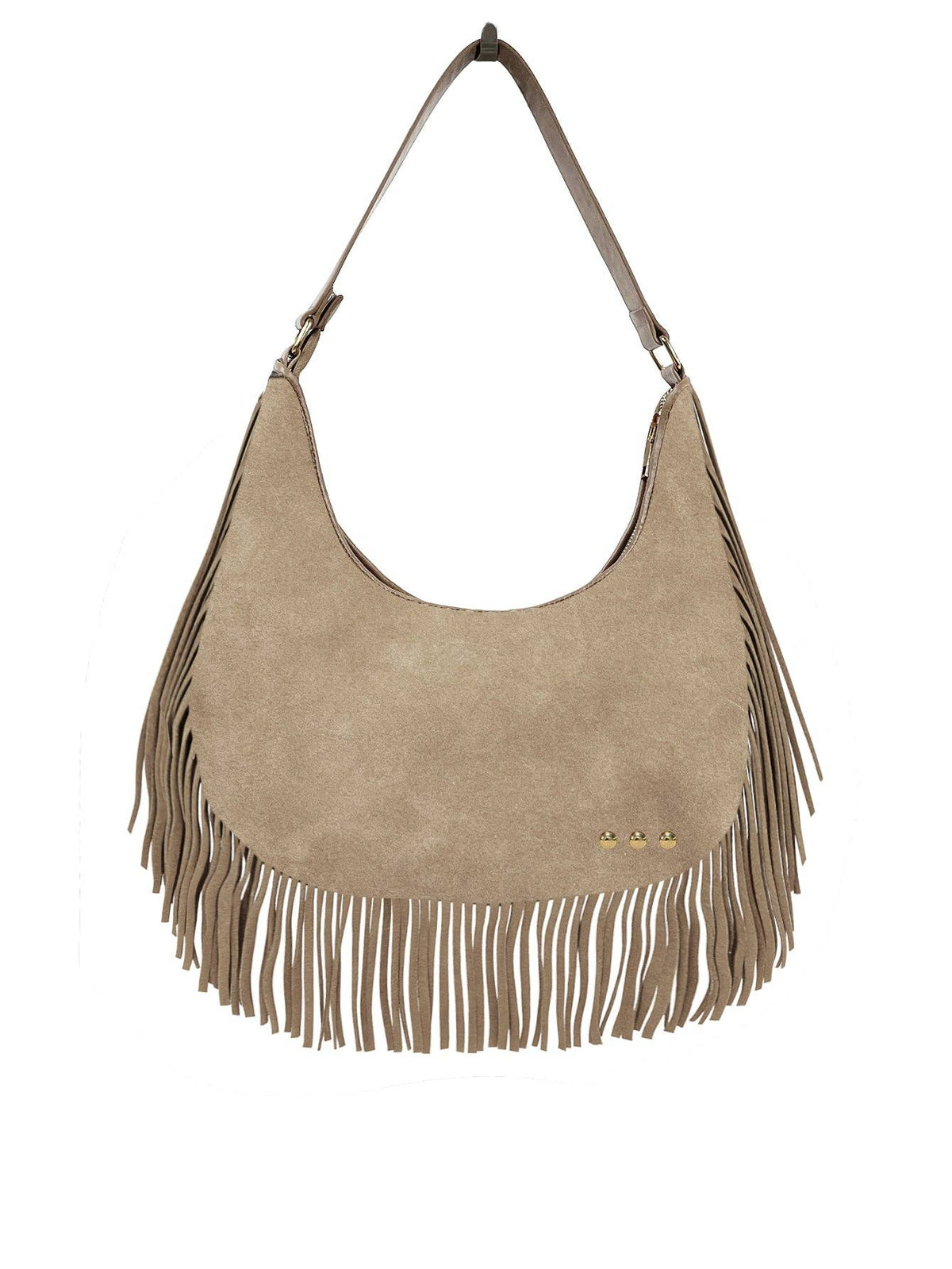 Pretty Simple - Loretta Suede Fringe Slouchy Bag - Chocolate