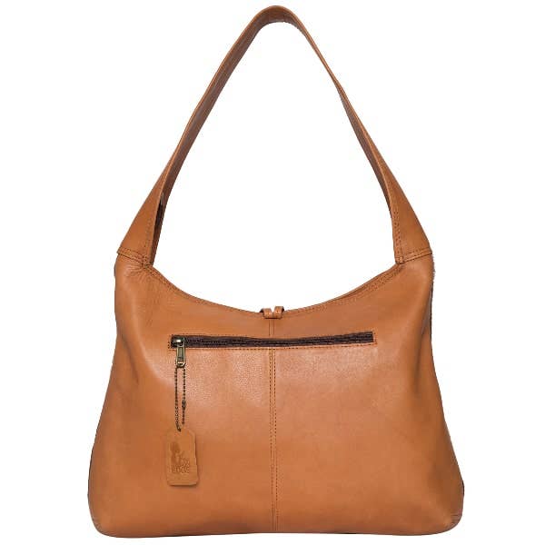 Cowhide Tote Bag with Tassel -Tan & White