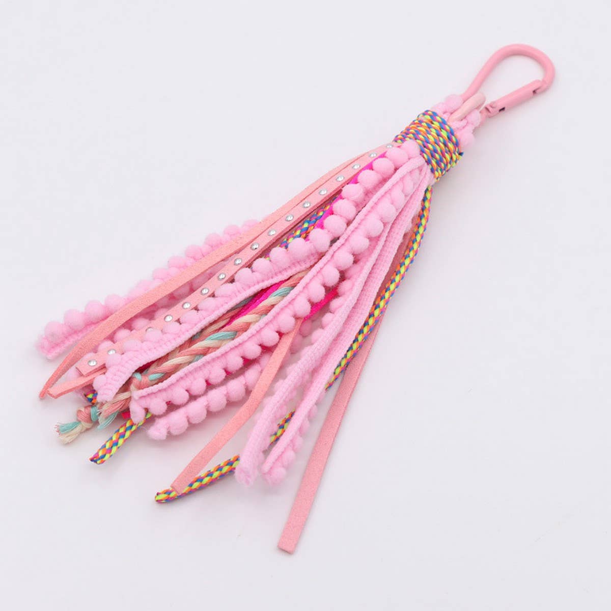ACCITY - SOLID COLOR VELVET TASSEL KEYCHAIN BAG PENDANT_CWMM3555 - ROSE1 / (OS) 1
