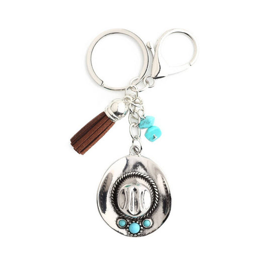 ACCITY - Boho Cowboy Hat Keychain with Vintage Western Charm_CWAB5083 - BROWN / (OS) 1