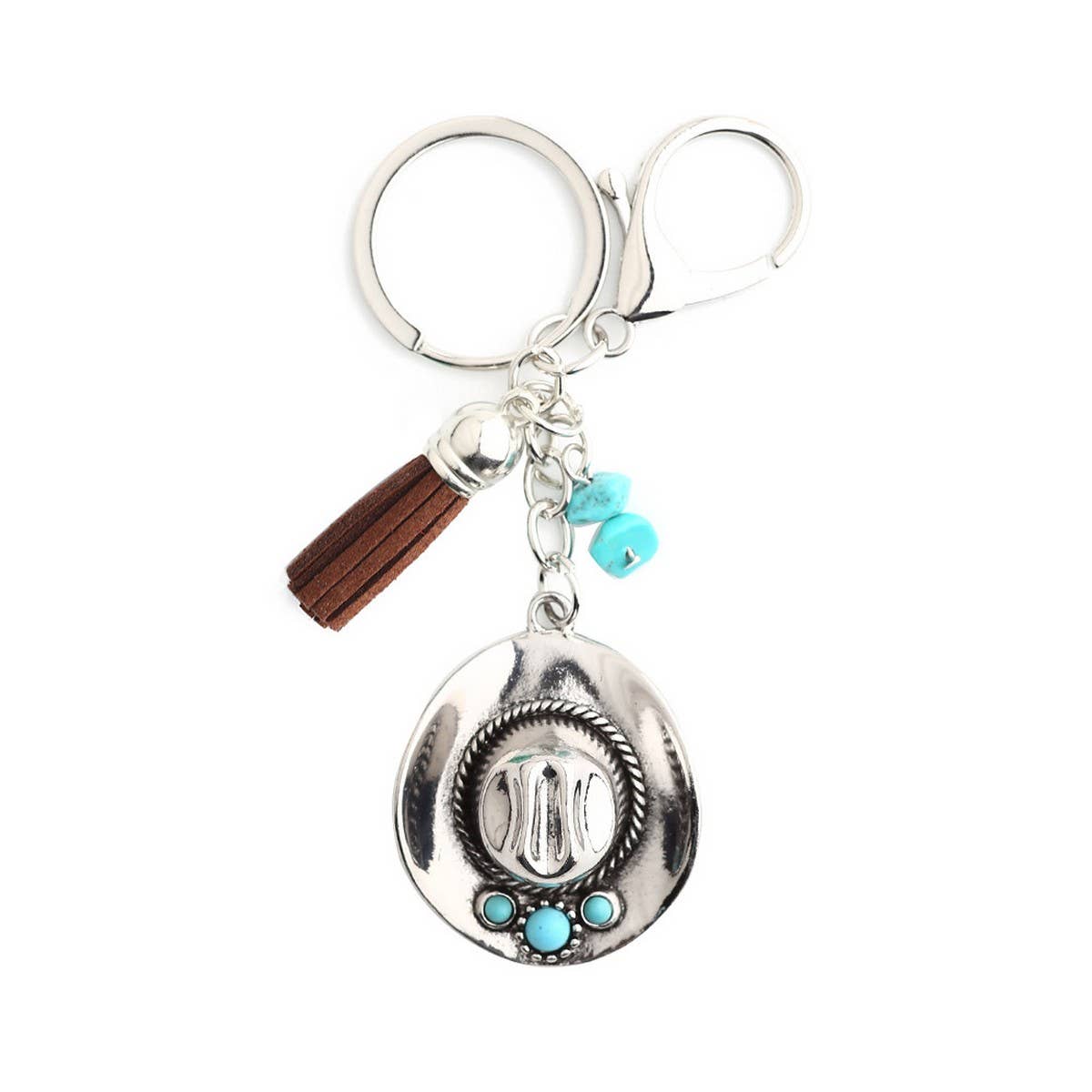 ACCITY - Boho Cowboy Hat Keychain with Vintage Western Charm_CWAB5083 - BEIGE / (OS) 1