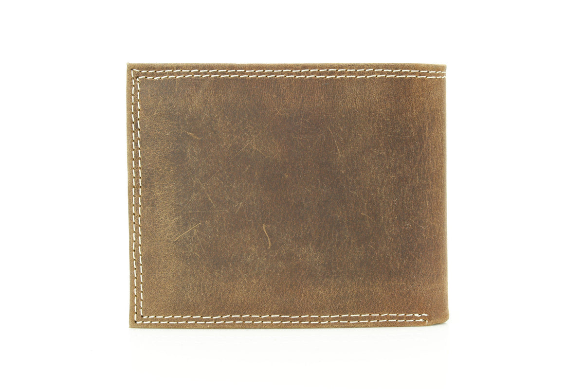 Leather Impressions Inc - Bi-Fold Wallet with Flag & Bison Skull ABMW 25-2008 - Black