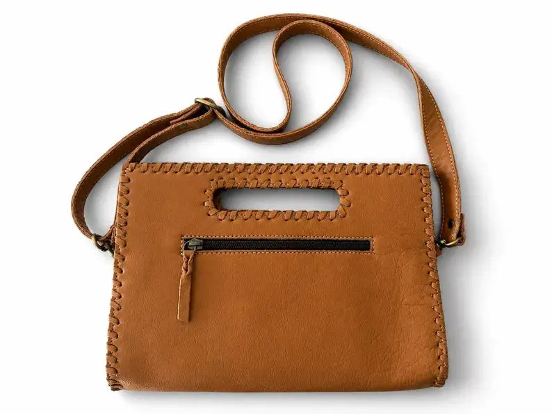 Boho Ranch Shop - Ericka Clutch -  Genuine Leather & Hair-on Cowhide - TAN