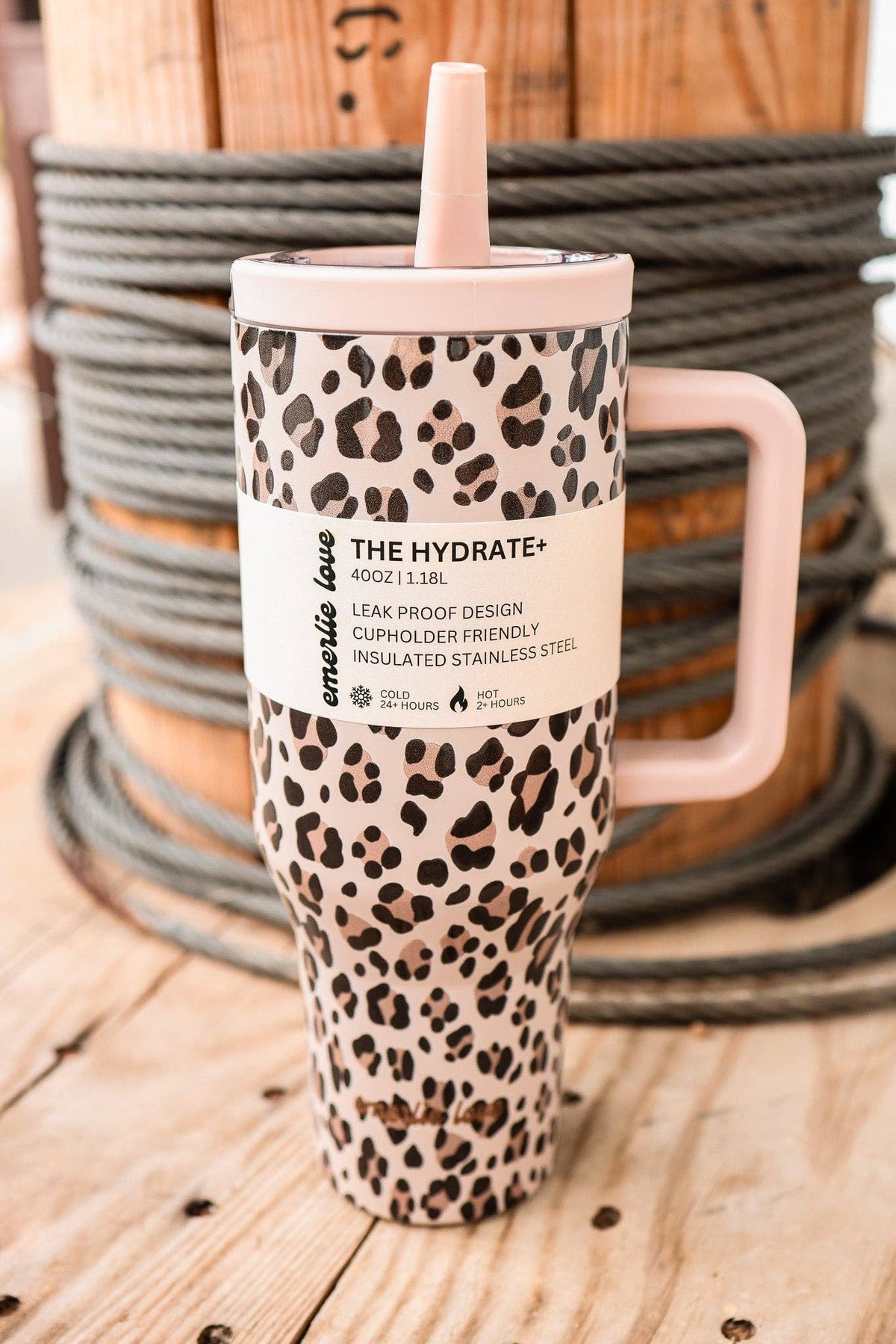 Emerlie Love - The Hydrate+ 40oz Tumbler - Neutral Leopard