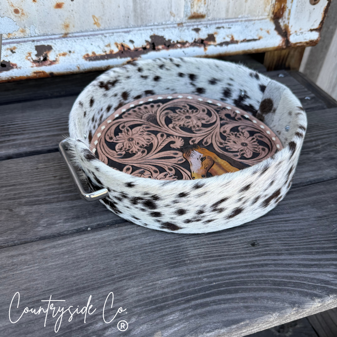 Countryside Co. - Circle Tooled Leather Cowhide Tray