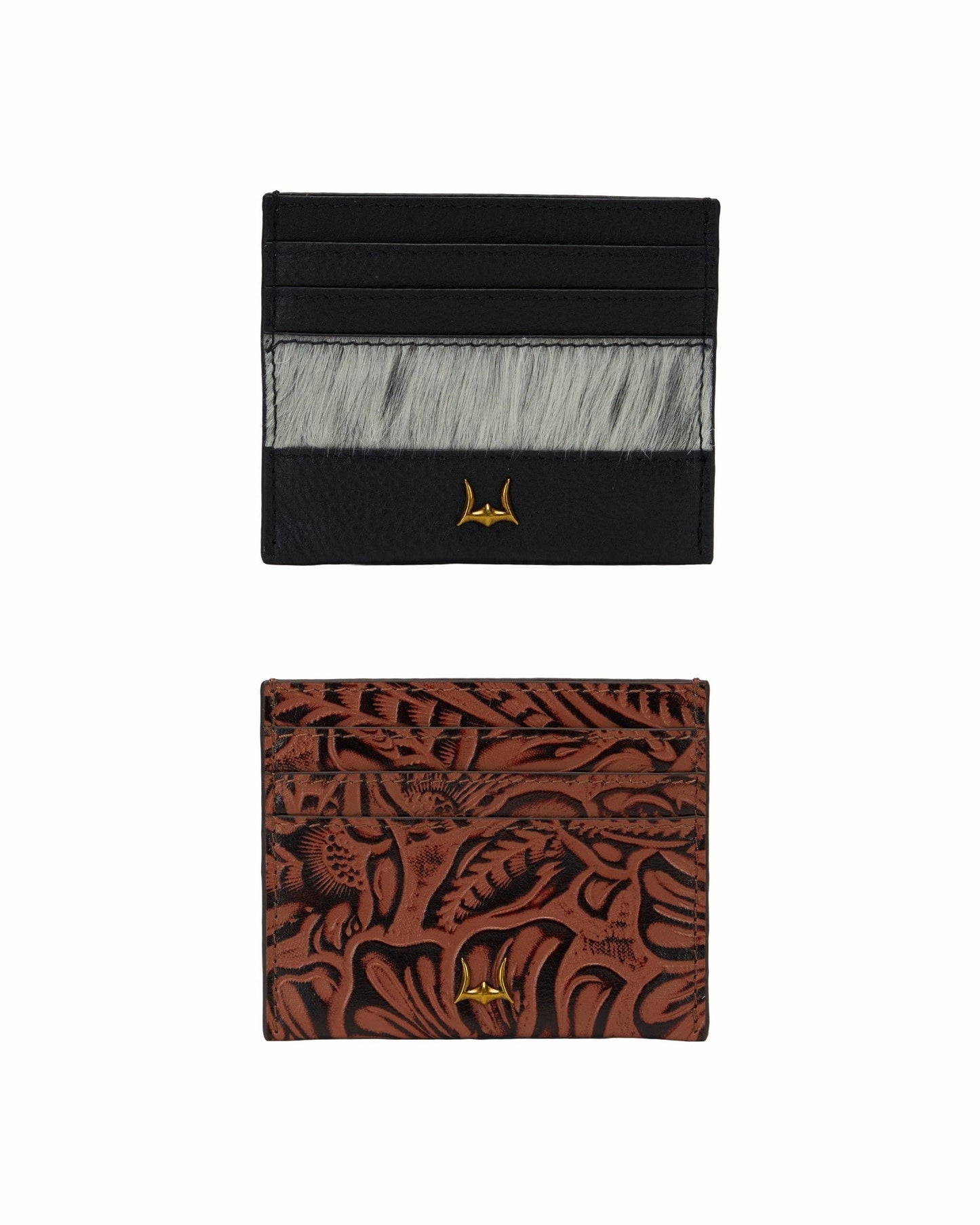 Myra Bag - Loyal West Shell Card Holder In Black & White Cowhide - Single