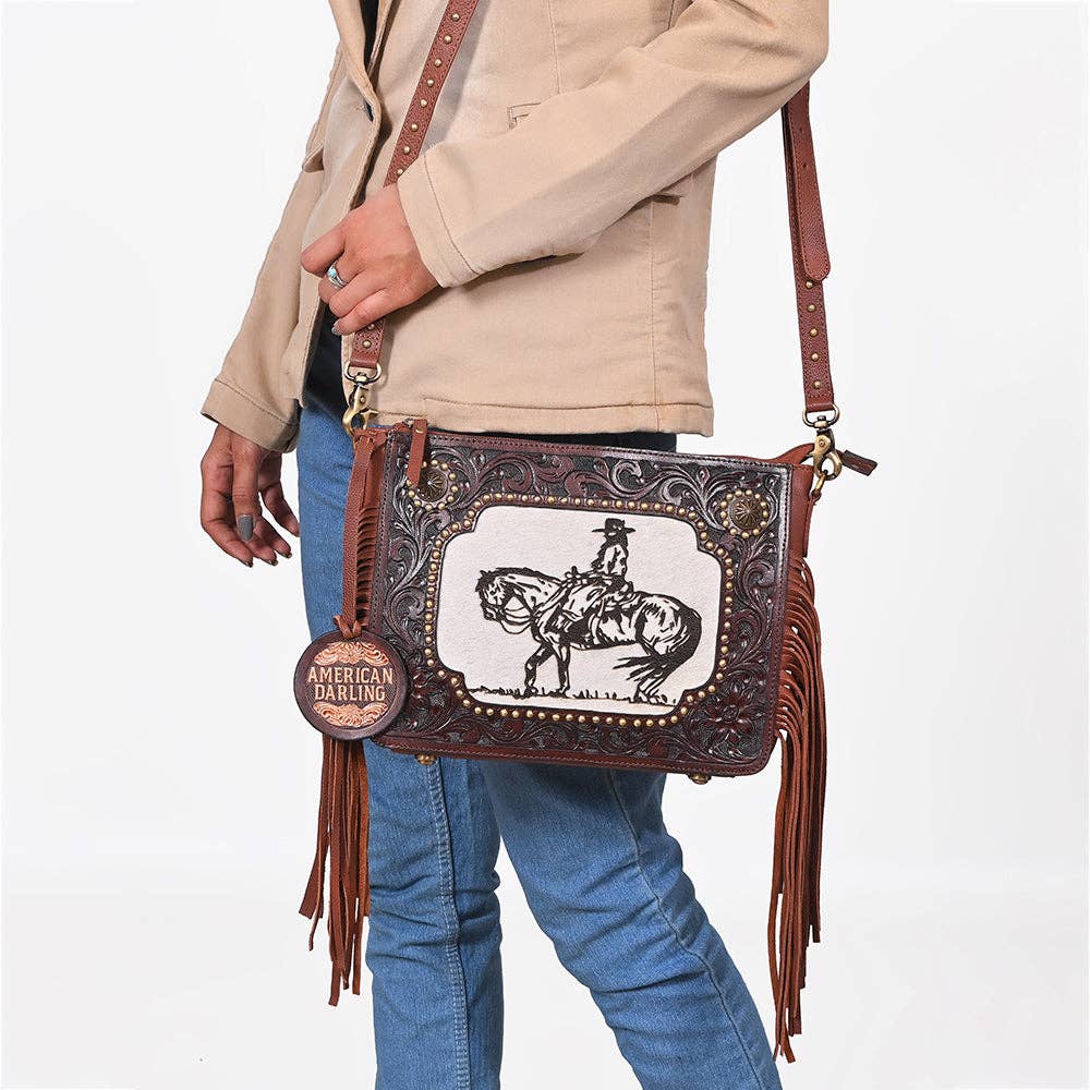 American Darling Crossbody Hand Tooled Genuine Leather Women Bag - ADBGA1029