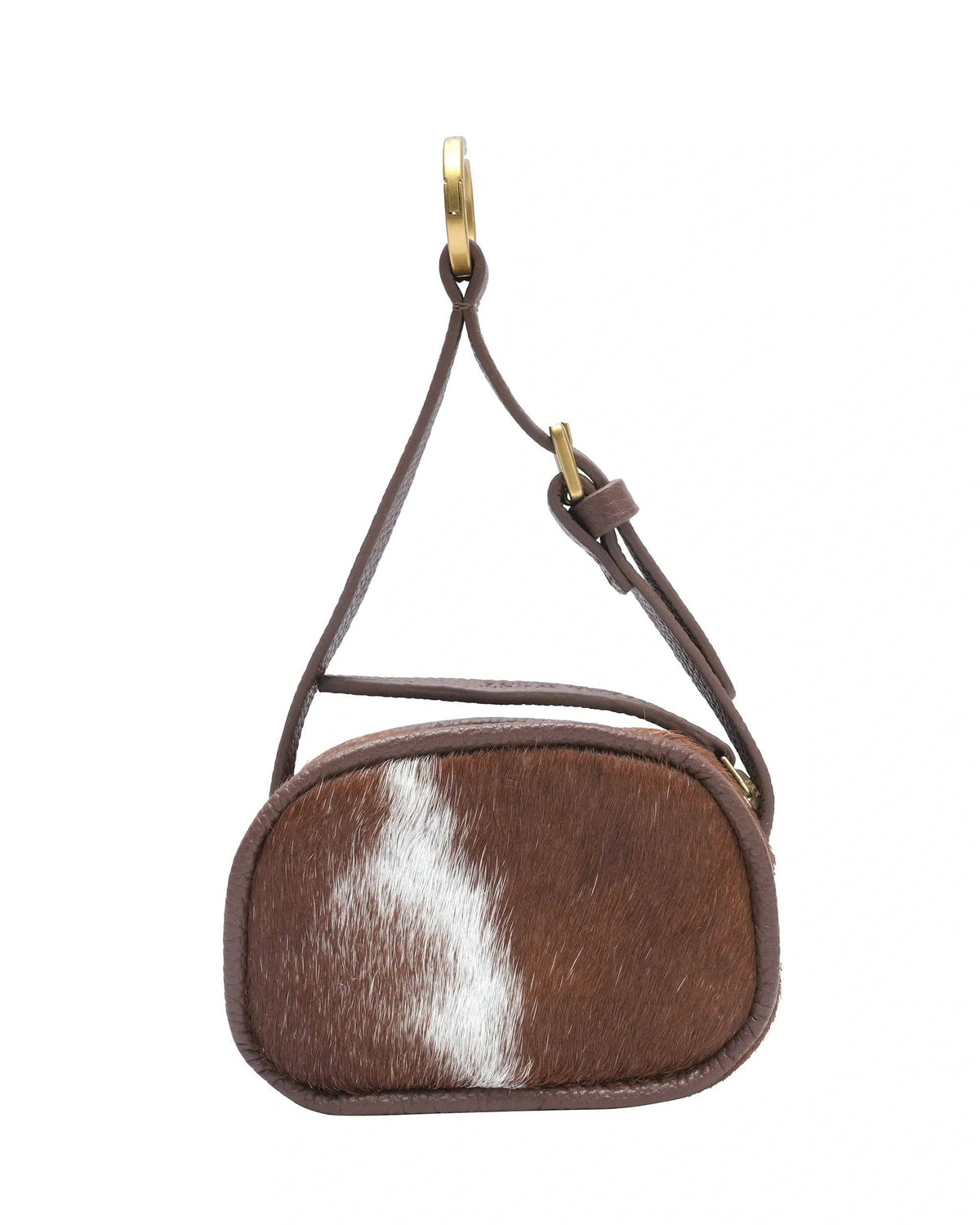Loyal West - Sophia Micro Bag Charm - Brown & White Cowhide