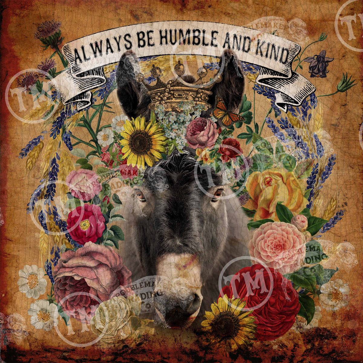 TroubleMaker Trading Company - "Always be Humble and Kind"  Square Framed Artwork - Extra Small - 10"