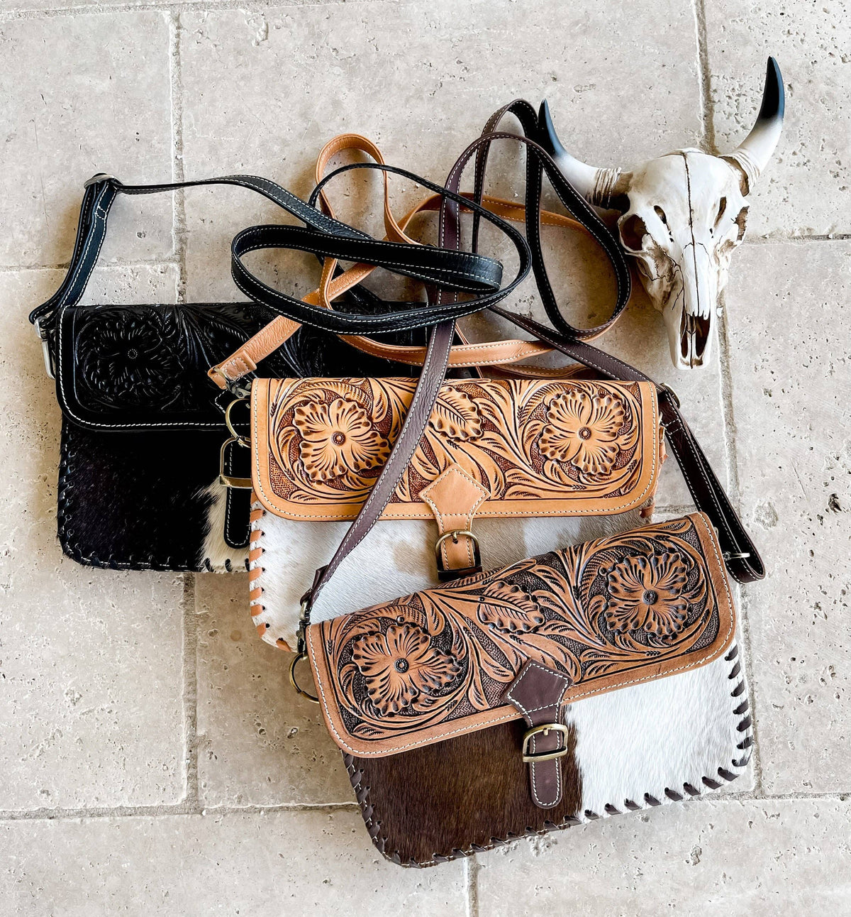 Boho Ranch Shop - The Shelby Crossbody Purse - BLACK LEATHER