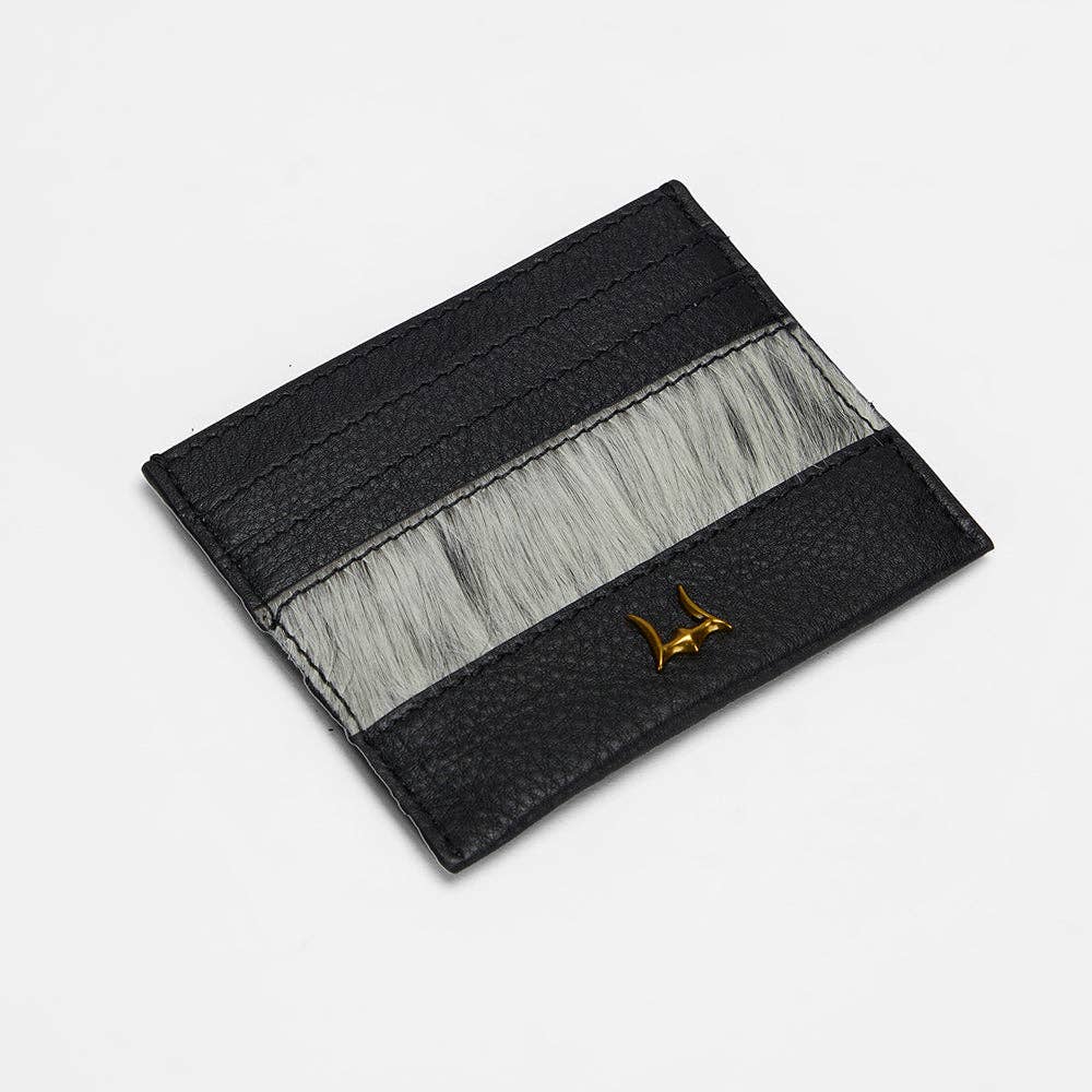 Myra Bag - Loyal West Shell Card Holder In Black & White Cowhide - Single