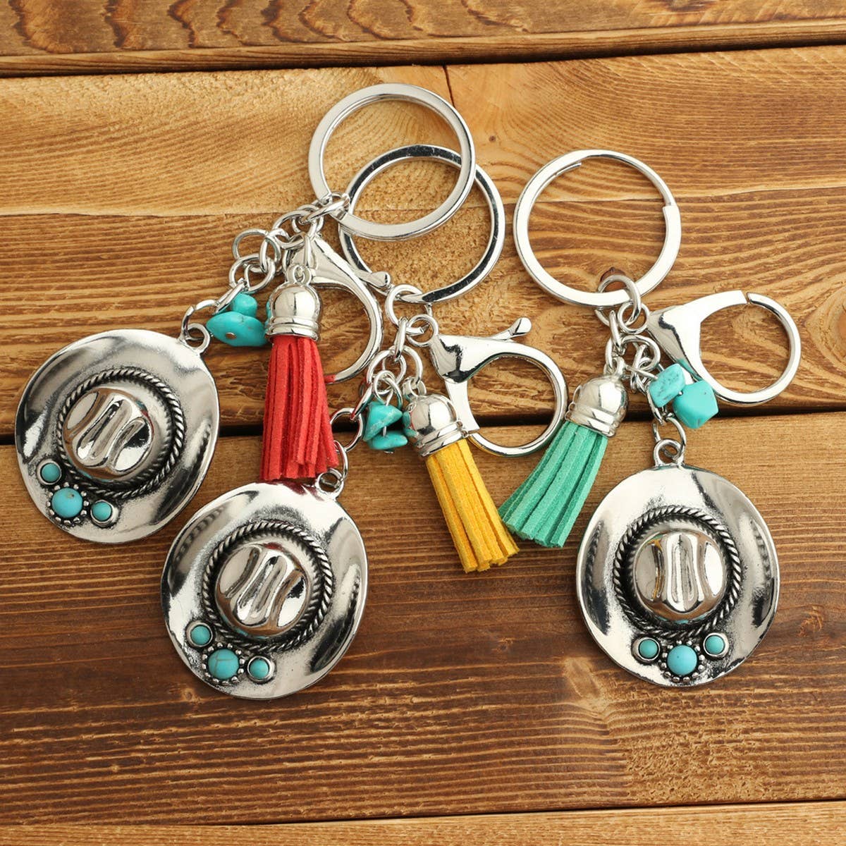 ACCITY - Boho Cowboy Hat Keychain with Vintage Western Charm_CWAB5083 - BLACK / (OS) 1