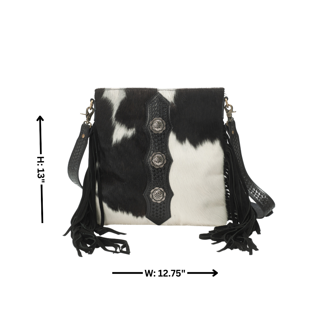 Leather Impressions Inc - American Bison Western Style Hair on Hide Fringe Crossbody - Black