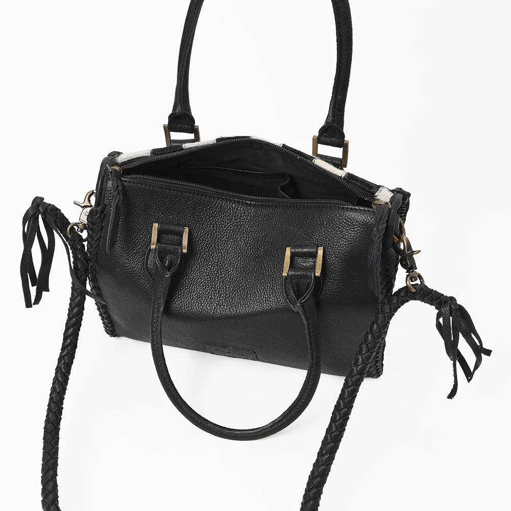 American Darling - Hair-On Hide Satchel Bag for Women Checkered Leather Handbag - ADBGM860A