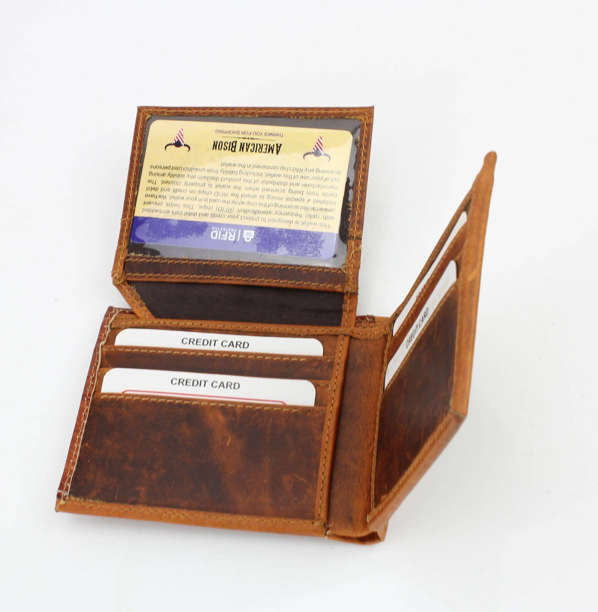 Leather Impressions Inc -  Oil Pull Up Bifold Wallet Long Horn Concho ABW028LGNHRN - Brown