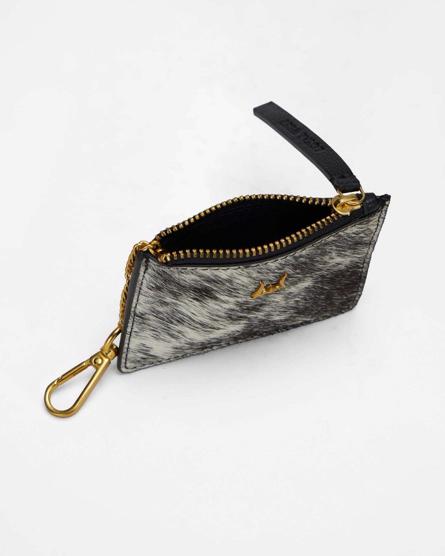 Loyal West - Sophia Credit Card Holder In Black & White Cowhide