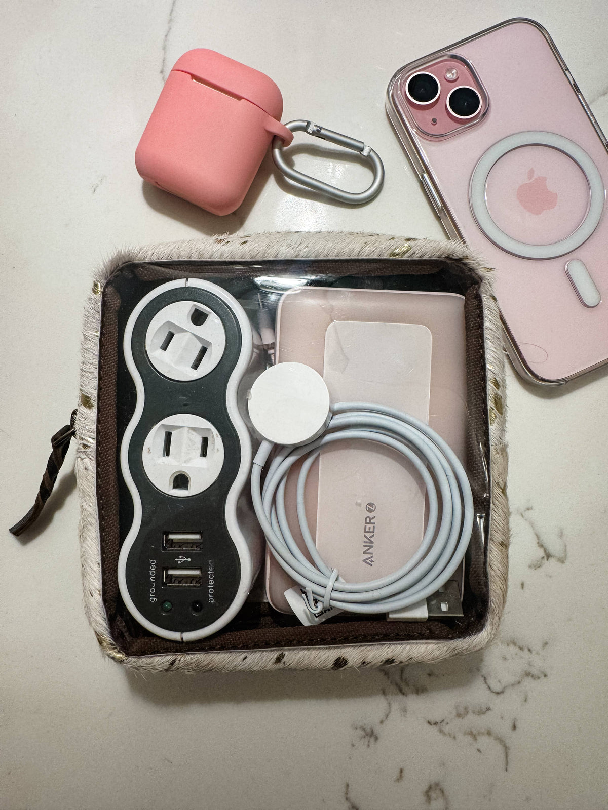 Boho Ranch Shop - Toiletry Makeup Travel Bag - PINK + SILVER SPECS